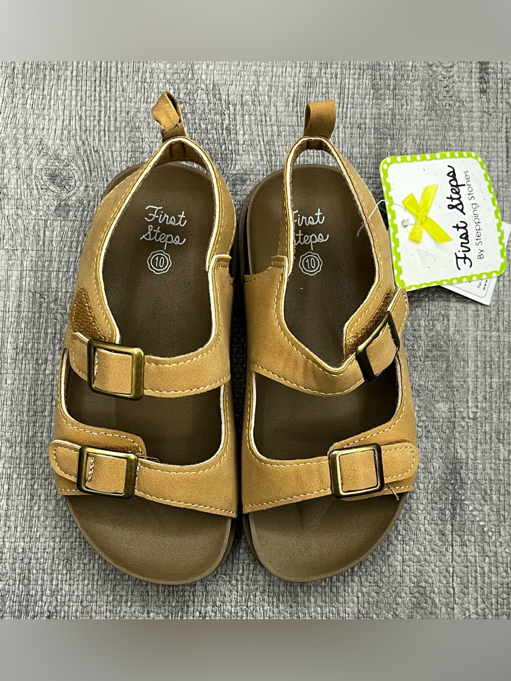 First Steps Fisherman Sandals US 10 Beige Buckle Adjustable Strap Synthetic
